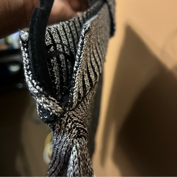 RTA Silver Metallic Beckett Off The Shoulder Sweater Size M Read Description - Picture 4 of 10